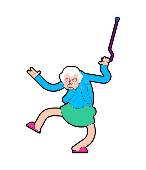 Grandmother Dance. Grandma Dances. Old lady cool. Vector illustration stock illustration Chibi Grandma, Old Woman Illustration, Old Lady Illustration, Dancing Grandma, Grandma Dancing, Grandma Drawing, Grandma Illustration, Rosé Chibi, Nunu Nana