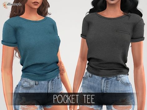 Elliesimple - Pocket tee - The Sims 4 Download - SimsDomination Sims 4 Mother Clothes Cc, Sims 4 Cc Clothes Female Tops, Sims 4 Cc Tops Female, Alpha Cc, Die Sims 4, Cc Clothes, Pelo Sims, Sims 4 Cc Folder, Sims 4 Gameplay