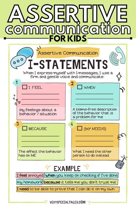 I-Statement Worksheets for Kids Assertiveness Worksheets, Communication Worksheets For Kids, Strong Communication Skills, Assertive Communication For Kids, How To Be Assertive Communication, Assertive Communication Worksheet, Communication Worksheets For Teens, Communication Worksheets, I Statements