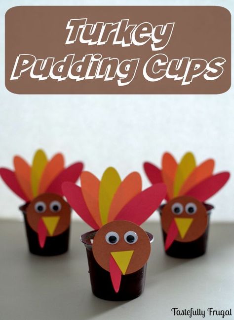 Turkey Pudding Cups, Snack Crafts, Pudding Cup, Turkey Treats, Thanksgiving Snacks, Thanksgiving Crafts Preschool, Thanksgiving Preschool, Holiday Favors, Preschool Snacks