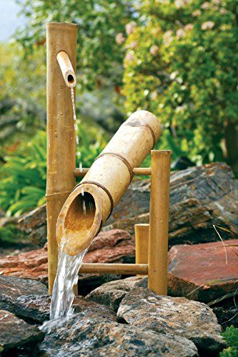 Bamboo Water Fountain, Japanese Gardens Design Ideas, Diy Solar Fountain, Japanese Garden Decor, Bamboo Fountain, Water Symbol, Garden Centers, Solar Fountain, Japanese Garden Design