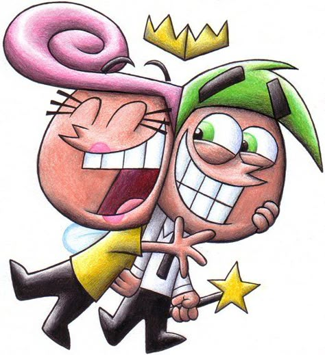 Cosmo and Wanda from "The Fairly Odd Parents" on DeviantArt Cosmo And Wanda Tattoo, Wanda Tattoo, Two Halves Of A Whole, Fairy Pfp, Fairy Godparents, Romantic Connection, The Odd Couple, Cosmo And Wanda, Timmy Turner