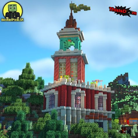 Bell Tower built in Better Minecraft Better Minecraft, Tower Minecraft, Minecraft Creator, Aesthetic Cottage, Minecraft Medieval, Cute Minecraft Houses, Minecraft City, Minecraft Plans, Minecraft Inspo