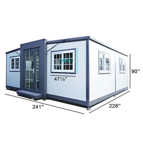 Modular Extended - Temu Farmhouse Pool Ideas, Restroom Cabinets, Mobile House, Guard House, Modern Prefab Homes, Mobile Living, Portable House, Up House, Outdoor Storage Sheds