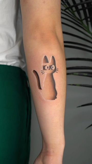 Ghibli Cat Tattoo, Kiki's Delivery Service Tattoo, Jiji Cat, Trout Tattoo, Studio Ghibli Tattoo, Ghibli Tattoo, Studio Ghibli Movies, Ghibli Movies, September 1