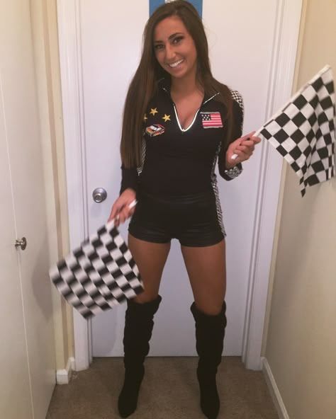 Formula 1 Drivers Costume, Flag Girl Costume Race, Racecar Driver Costume Women, Race Car Costume For Women, Race Car Driver Halloween Costume Couple, Nascar Costume Women, Racer Costume Woman, Race Driver Costume, Racer Halloween Costumes