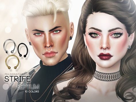 The Sims Resource: Strife Septum  by Pralinesims • Sims 4 Downloads Sims 4 Cc Persing, Ts4cc Jewelry, Small Septum, Cc Jewelry, Cc Accessories, Skin Piercing, Sims 4 Piercings, Sims 4 Tsr, The Sims 4 Skin