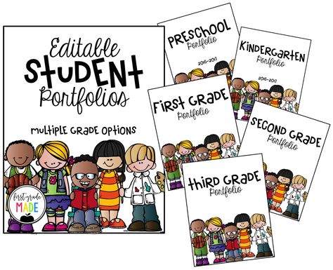 Student Supply List, Preschool Portfolio, Portfolio Cover Design, First Grade Parade, Kindergarten Portfolio, Student Portfolio, Writing Portfolio, Teaching Game, Student Of The Year