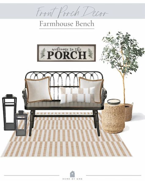 Outdoor Entryway Decor, Small Front Porch Decor, Modern Front Porches, Front Porch Bench, Front Porch Furniture, Front Porch Decor Ideas, Front Porch Swing, Porch Bench, Small Front Porch