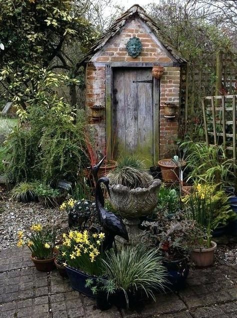 Tiny Garden Potting Shed English Style Garden Sheds English Cottage Garden Sheds Garden Potting Shed, Small Garden Pots, Shed Inspiration, Small Cottage Garden Ideas, Cottage Garden Sheds, Exterior Windows, Small Garden Shed, Shed Landscaping, Funny Vine