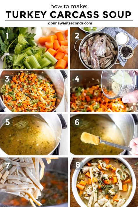 Turkey Carcus Soup, Turkey Broth Soup, Turkey Soup From Carcass Recipes, Turkey Carcass Soup, Turkey Soup Crockpot, Easy Turkey Soup, Turkey Soup From Carcass, Homemade Turkey Soup, Comforting Meals