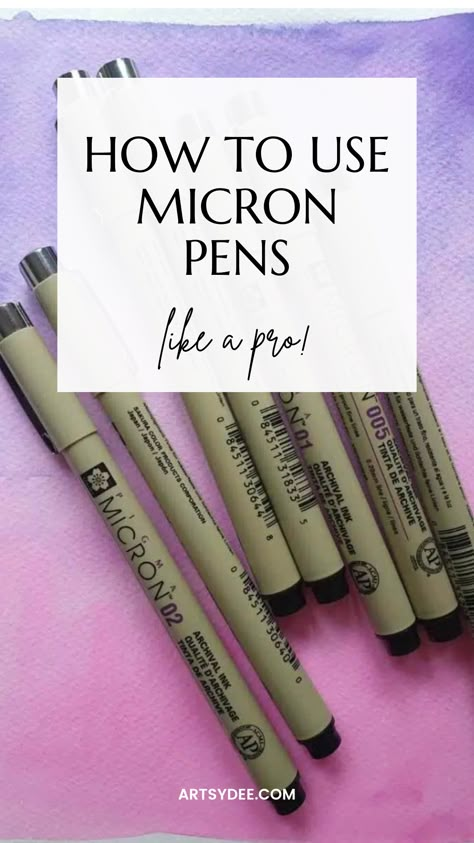 Here are 12 top tips & tricks on how to use micron pens to help get your creative juices flowing! Micron Pen Art, Letters Tattoo, Letters Ideas, Micron Pens, Ink Pen Art, Watercolor Wash, Art Pens, Art Instructions, Mixed Media Art Journaling