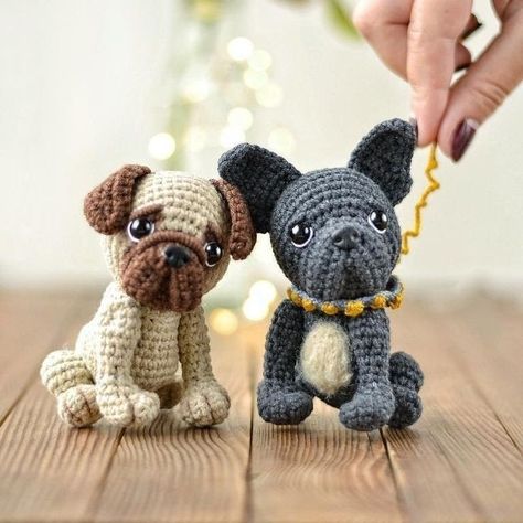 https://etus.net/amigurumi-toy-do... - We & Da Handmade design Amigurumi Cow Free Pattern, Miniature French Bulldog, Cartoon Bulldog, Top Diy Ideas, Toy Bulldog, Knitting Amigurumi, Amigurumi Cow, Crochet Dog Patterns, Handmade Soft Toys