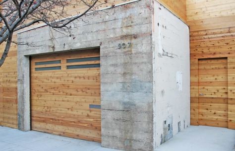 Concrete block garage TD Architecture Roots Architecture, Garage Construction, Garden Hacks Diy, Concrete Garage, Construction Images, Building A Garage, Basalt Stone, Eco Architecture, House Design Exterior