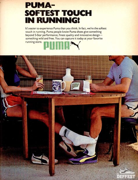 Puma Advertising, Puma Ads, Puma Aesthetic, Puma Campaign, Sneaker Ads, Puma Ad, Vintage Athleisure, Converse 1970s, Adidas Ad