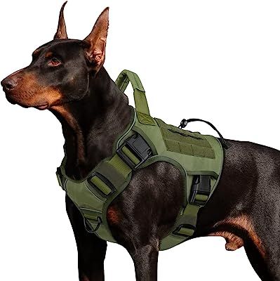 WINGOIN Green Harness with Handle Tactical Dog Harness Vest for Large Medium Dogs No Pull Adjustable Reflective K9 Military Dog Vest Harnesses for Walking, Hiking, Training(M) Tactical Harness, Large Dog Harness, Tactical Dog Harness, K9 Training, Walking Harness, Military Dog, German Dogs, Military Dogs, Dog Vest Harness