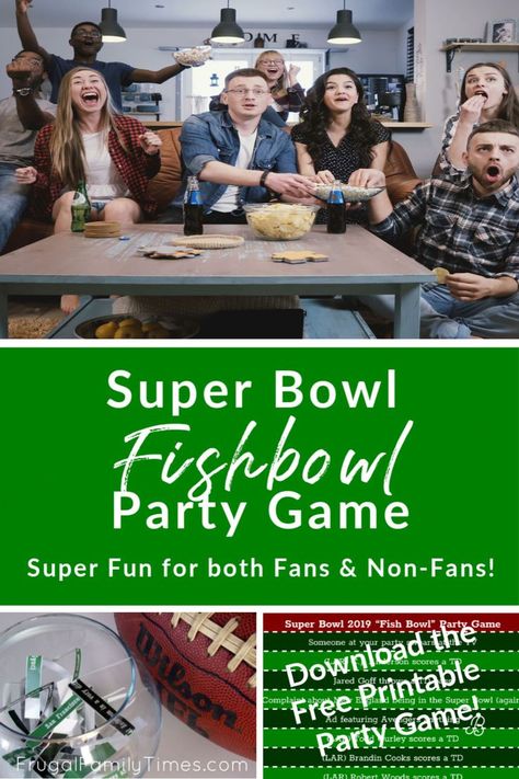 A simple and fun party game for Super Bowl - we update it every year - even non-football fans can play and enjoy the game! The whole family can play - or any group of friends - you can gamble - or not. It's completely up to you! Free printable. #superbowl #superbowlparty #partygame Fish Bowl Game, Super Bowl Activities, Superbowl Humor, Trophy Diy, Budgeting Printables, Superbowl Party Games, Easy Super Bowl, Super Bowl Trophy, Super Bowl Outfit