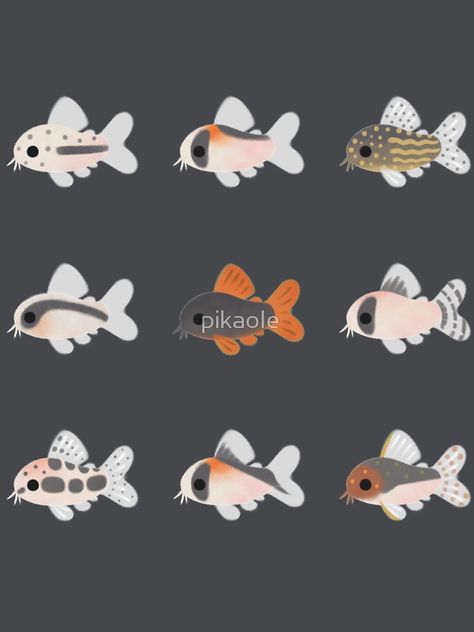 Corydoras Fish, Adorable Drawings, Cod Fish, Fish Drawings, Drawing Inspo, Catfish, Cute Drawings, Graphic Tshirt, Abstract Artwork