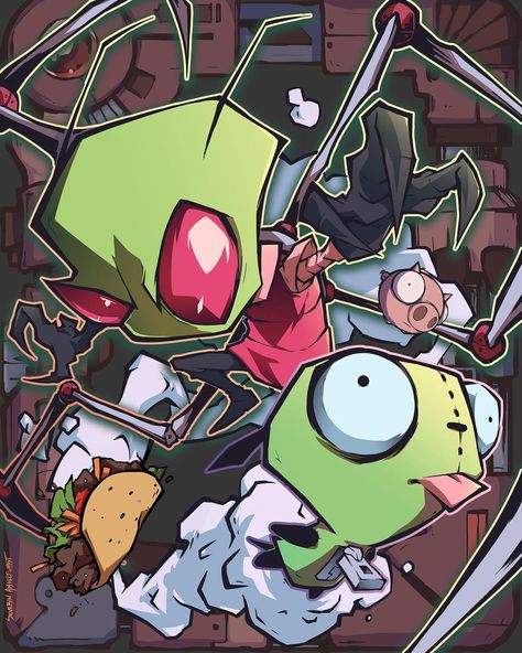 So I entered @hottopic ’s Invader Zim Design Contest of Doom. The winner gets $2,000, but more importantly, their design gets to be on… Nostalgia Cartoons, Gir From Invader Zim, Invader Zim Characters, Rawr Xd, Invader Zim, Night Aesthetic, Cartoon Shows, The Winner, Contest Design