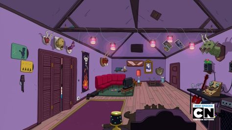 Marceline the Vampire Queen's apartment. Adventure Time Room, Adventure Time Drawings, Grunge Teen, Land Of Ooo, Marceline And Bubblegum, Marceline The Vampire Queen, Animal Crossing Funny, Minecraft Cottage, Adventure Time Marceline