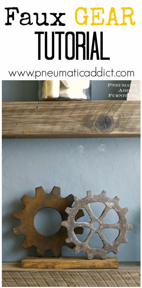 Faux Gear Tutorial- uses styrofoam! Rust finish is black spray paint with cinnamon sprinkled on.  <3 Do It Yourself Decoration, Steampunk Crafts, Furniture Building, Astuces Diy, Steampunk Decor, Steampunk Diy, Decoration Originale, Mod Podge, New Wall