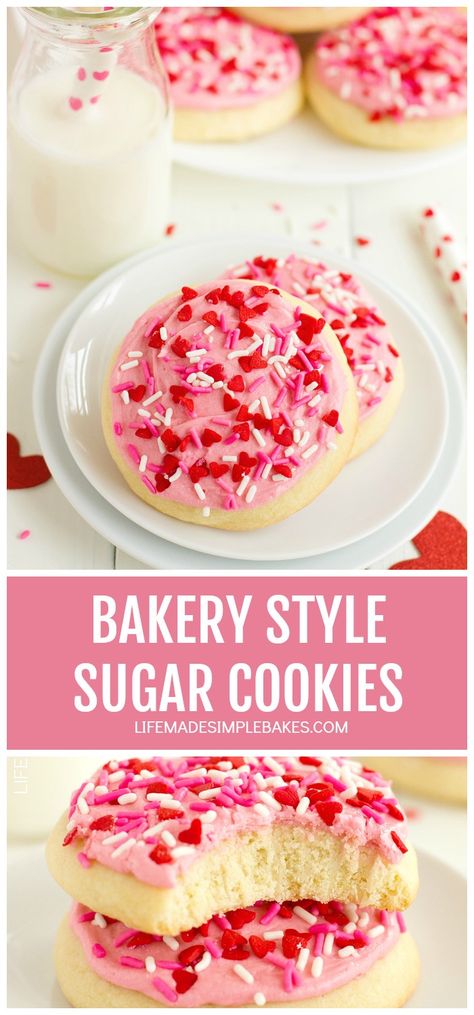 Giant thick Bakery Style Sugar Cookies taste just like Lofthouse cookies, only 10x better! They are melt-in-your-mouth delicious. Copycat Bakery Cookies, Bakery Style Pastries, Cookie Recipes Bakery Style, Big Sugar Cookies, Giant Sugar Cookie Recipe, Bakery Baked Goods, Bakery Style Desserts, Bakery Style Cookie Recipes, Bakery Style Sugar Cookie Recipe