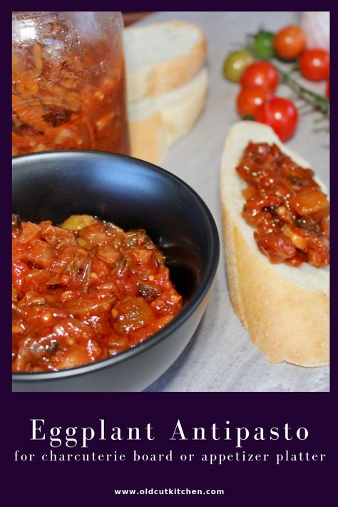 Eggplant Antipasto | Old Cut Kitchen | perfect for charcuterie board Eggplant Antipasto Recipe, Eggplant Antipasto, Preserving Eggplant, Canning Eggplant, Antipasto Recipe, Antipasto Recipes, Monday Recipes, Eggplant Recipes Easy, Produce Recipes