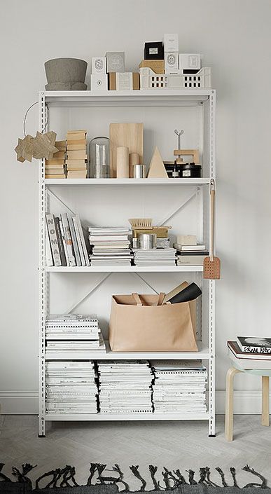 Metal Shelves Ideas, Metal Shelves Bedroom, Standing Shelves In Bedroom, Hay Shelving Unit, Plastic Shelving Units, Bookshelf Room, Industrial Shelves, Steel Shelving Unit, Steel Shelves