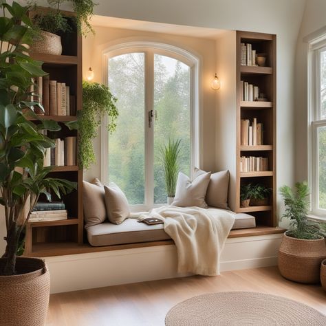 Reading Nook In Loft Area, Reading Room Interior Design, Small Apartment Living Room Bookshelves, Home Small Library Ideas, Small Home Library Design Cozy, Small Library Bedroom Ideas, Master Reading Nook, Book Nook In Living Room, Reading Lounge Room