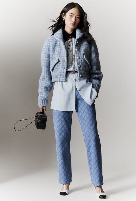 lookSheet-title | CHANEL Barbie Sewing, Mode Chanel, Denim On Denim, Chanel Jacket, Fashion Chanel, Chanel Inspired, Poker Face, Women's Outfits, Chanel Official