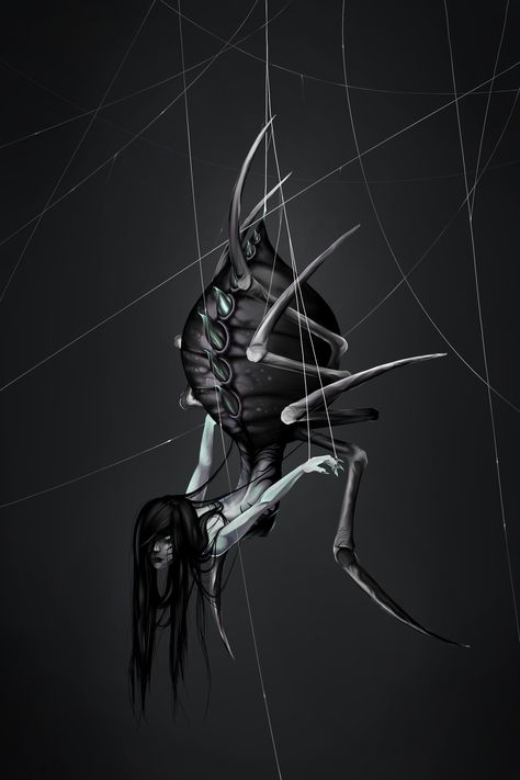 Human With Spider Eyes, Spider Queen Fantasy Art, Spider Digital Art, Scary Spider Art, Creepy Spider Art, Spider Faerie, Spider Lady Drawing, Demon Spider, Spiderwoman Art