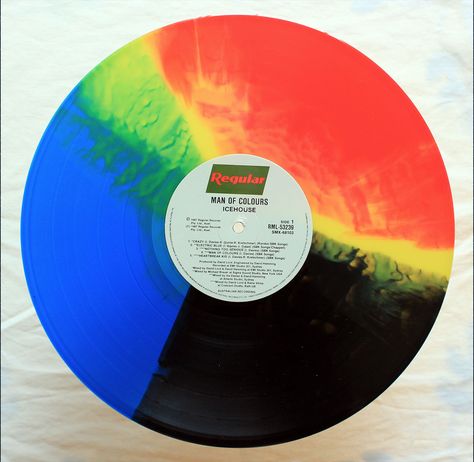 Icehouse - Man of Colours - Rainbow Vinyl - 12 Inch Gramophone Record, Vinyl Record Art Ideas, Rainbow Music, Vinyl Aesthetic, Rare Vinyl Records, Painted Vinyl, Vinyl Record Art, Record Art, Vinyl Cd