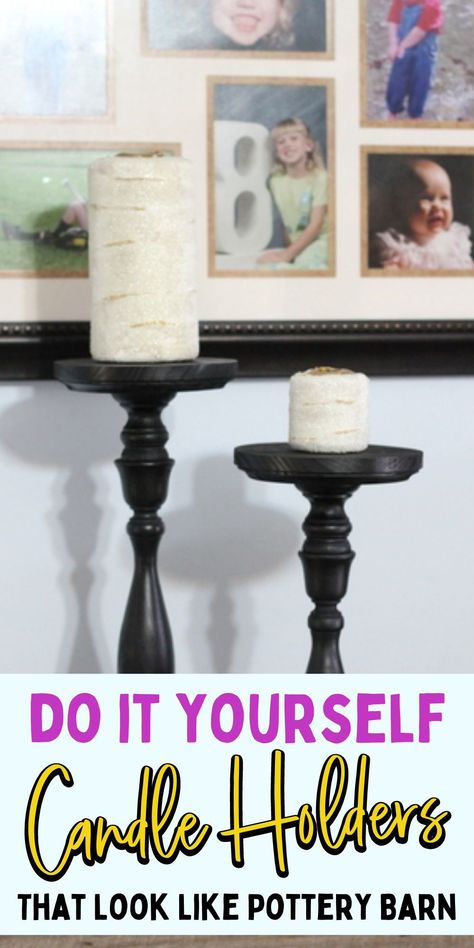 Lamp To Candle Holder, How To Make Candle Holders, Diy Tall Candle Holders, Diy Pillar Candle Holders, Candle Holders Decor Ideas, Easy Diy Candle Holders, Chunky Candle Holders, How To Make Candle, Making Candle Holders