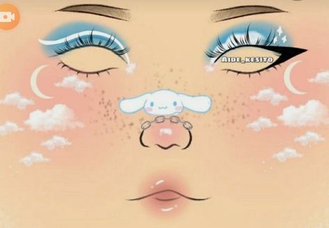 Cinnamon Roll Sanrio Makeup, Cinnamoroll Makeup Look, Cinnamon Roll Makeup, Cinnamoroll Makeup, Sanrio Cosplay, Dog Face Paints, Anna Makeup, Sanrio Makeup, Makeup Charts