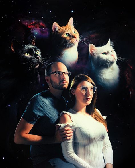 Funny Family Portraits, Cat Family Portrait, Awkward Family Pictures, Funny Photoshoot Ideas, Funny Family Photos, Funny Couple Pictures, Awkward Photos, Awkward Family Photos, 밈 유머