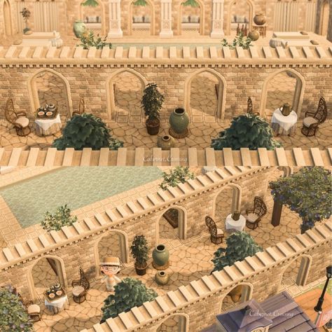 Acnh Castle Shopping District, Acnh Castlecore Neighborhood, Acnh Castle Wall Ideas, Animal Crossing Italian Island, Acnh Castle Wall, Acnh House Exterior Ideas Castle, Acnh Italian Island, Acnh Church, Acnh Medieval