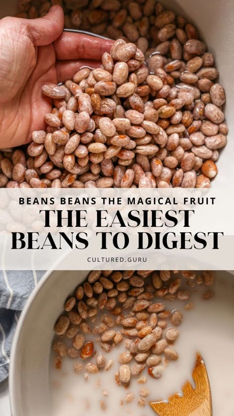 Beans are a great source of B vitamins, potassium, folate, magnesium, copper, and zinc. But are beans hard to digest? Learn how to prepare the healthiest and easiest beans to digest. Once you try these beans you'll forget the rhyme "beans beans the magical fruit..." Healthiest Beans To Eat, Bean Soup From Dried Beans, Soaking Beans With Baking Soda, How To Cook Anasazi Beans, How To Prepare Dry Beans, Beans Benefits, Cranberry Beans, Healthy Beans, Bean Varieties