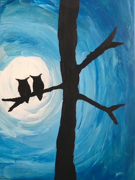 #owls #painting #diy #woodpainting #easy #moon Owl Painting Easy, Owl Painting, Wood Painting, Paint Job, Easy Paintings, Diy Art, Painting On Wood, Owls, Acrylic Painting