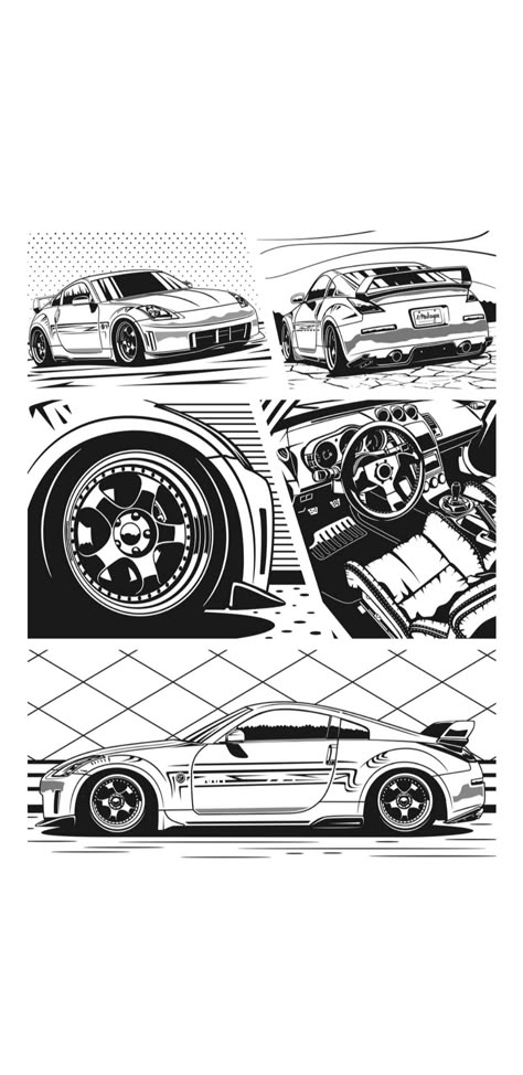 350z Drawing, Posters Drawing, Car Animation, Graphic Design Portfolio Inspiration, Automotive Illustration, Automotive Artwork, Car Design Sketch, Poster Drawing, Car Illustration