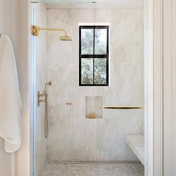 Cream Shower Tiles Design Ideas Shower For Older People, Trayless Showers, Limestone Bathroom Wall, Transitional Master Bath, Marble Shower Walls, Marble Bathroom Sink, Floor Tiles Design, Cream Marble, Loft Bathroom