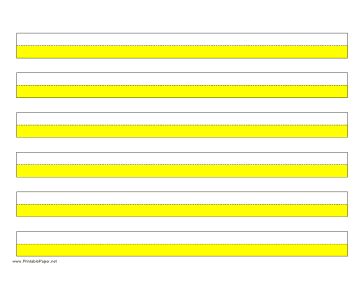 Highlighter paper with six lines and yellow highlights in landscape orientation. Free to download and print Free Paper Printables, Teaching Handwriting, Handwriting Without Tears, Prewriting Skills, Yellow Highlights, Handwriting Lines, Cursive Practice, Handwriting Paper, Handwriting Activities