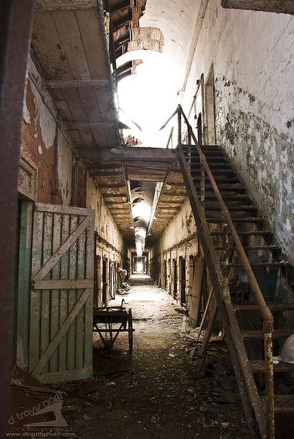 Beyond This Hall (Eastern State Penitentiary, Philadelphia, PA) Eastern State Penitentiary, Most Haunted, Abandoned Buildings, Old Buildings, Photography Techniques, Beauty Hair, Abandoned Places, Hair Skin, Photo Backgrounds