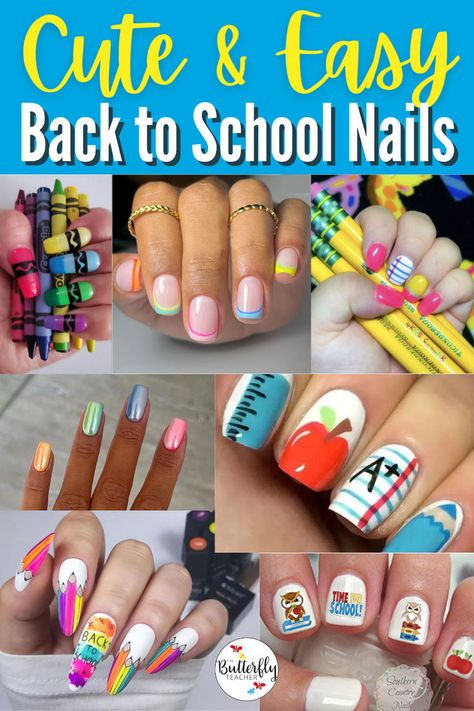 Elevate your back to school style with these simple yet chic nail designs for teachers! These easy-to-achieve ideas will have you feeling confident and stylish as you step into the classroom. Whether you love bold or understated looks, you'll find the perfect inspiration here. Save these back to school nails for a polished start to the year! Easy Back To School Nails, Trendy Back To School Nails, Nails For Teachers, School Spirit Nails, Teacher Nails, Chic Nail Designs, Country Nails, Easter Nail Designs, Back To School Nails