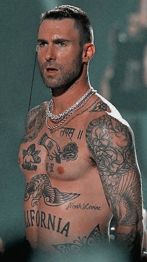 Maroon 5 Tattoo, Chinese Sleeve Tattoos, Chinese Sleeve, Celebrity Tattoos Male, Tattoo Armband, 5 Tattoo, Gut Feelings, Tatted Men, Gents Hair Style