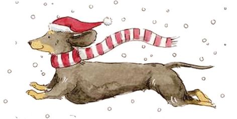 Sausage Dog Illustration, Dachshund Through The Snow, Xmas Drawing, Painted Christmas Cards, Christmas Dachshund, Dachshund Pattern, Illustration Christmas, Drawing Styles, Dog Watercolor