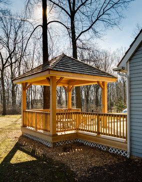 Wood Deck Designs, Rustic Deck, Open Gazebo, Deck Building Plans, Gazebo On Deck, Screened Gazebo, Hot Tub Gazebo, Deck Pictures, Building A Porch