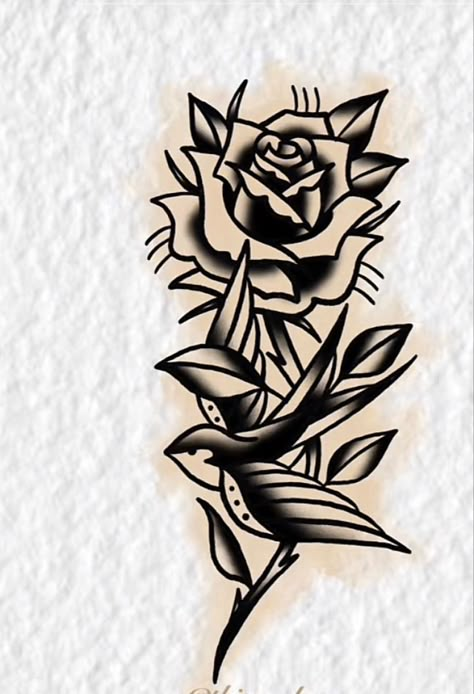 Forearm Traditional Tattoo, American Traditional Forearm, American Traditional Tattoo Design Old School, Trad Rose Tattoo, Old School Flower Tattoo Black, Traditional Rose Tattoo Design, Old School Rose Tattoo, Trad Rose, Rose Traditional Tattoo