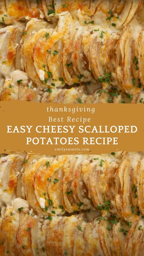 Easy Cheesy Scalloped Potatoes Recipe Thanksgiving Potatoes Side Dishes, Easy Cheesy Scalloped Potatoes Recipe, Thanksgiving Potatoes Recipes, Easy Cheesy Scalloped Potatoes, Cheesy Scalloped Potatoes Recipe, Easy Thanksgiving Dinner, Easy Christmas Dinner, Cheesy Scalloped Potatoes, Scalloped Potatoes Recipe