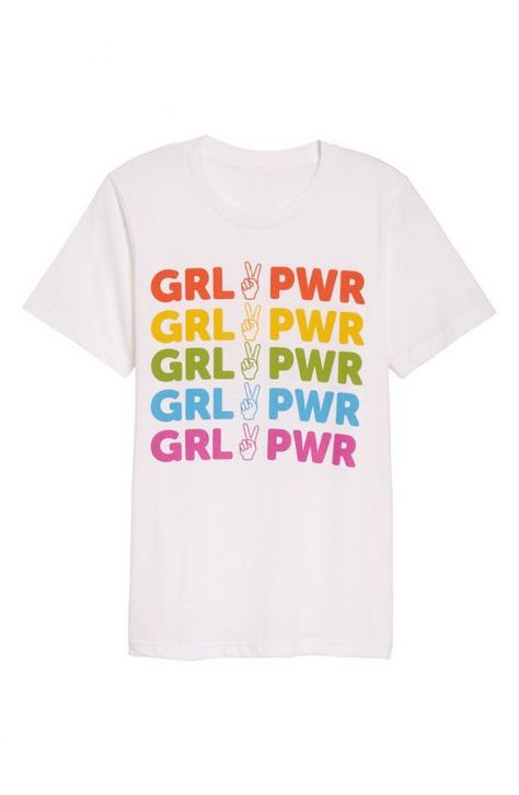 Girl Power Rainbow T-Shirt Girl Power Shirt, Rainbow Tee, Rainbow T Shirt, Grl Pwr, One By One, Note Writing, Girls Wear, Direct To Garment Printer, Girl Power