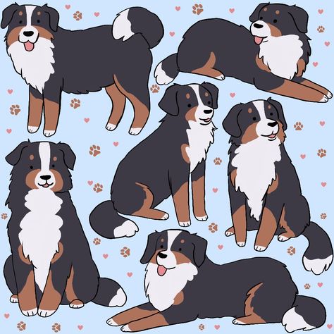 Very cute bernese mountain dog illustration pattern Bernese Mountain Dog Wallpaper Iphone, Bernese Mountain Dog Tattoo Simple, Mountain Dog, Dog Base, Dog Sketches, Dog Draw, Border Collie Doodle, Bernese Mountain Dog Aesthetic, Bernese Mountain Dog Drawing